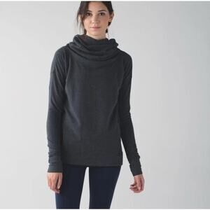 Lululemon Stress Less Sweatshirt Womens Size 4 Gray Cowl Funnel Neck Hoodie
